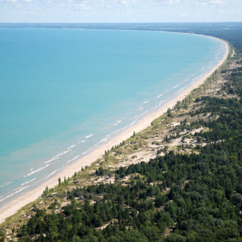 Sand beach and dune complexes are found along the southeastern shores, such as those pictured here near Pinery Provincial Park. Credit: Daniel Holm Photography